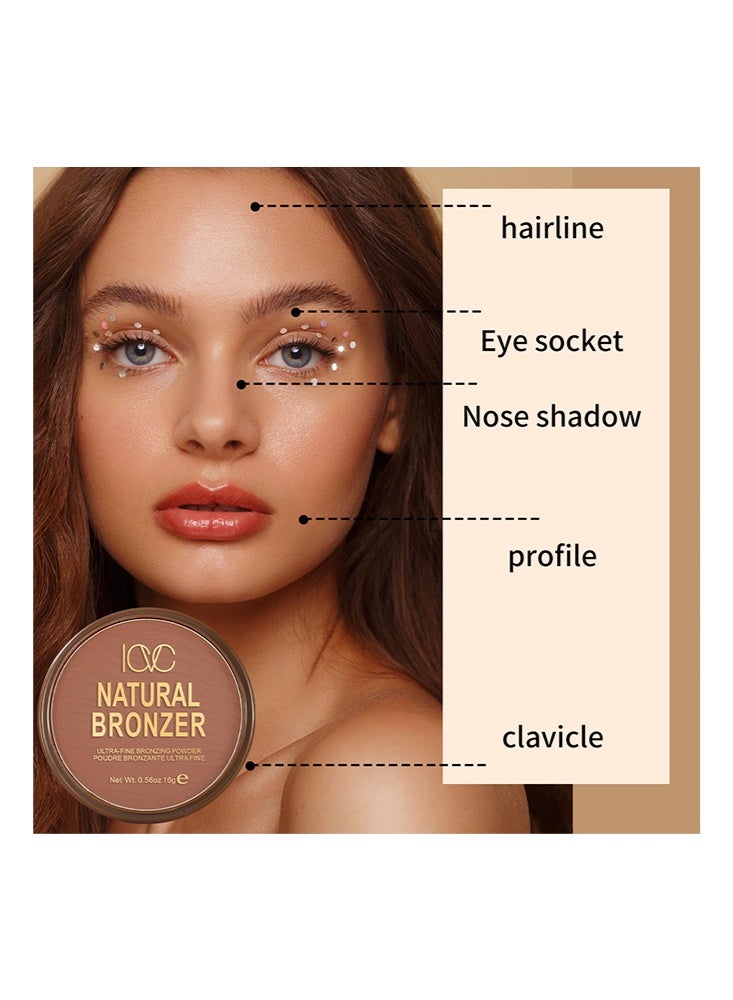 ICVC Natural Bronzer - Bronzer Powder, Matte Contour Palette for Face, Clavicle, & Body Sculpting #Sun Bronze - Image 4