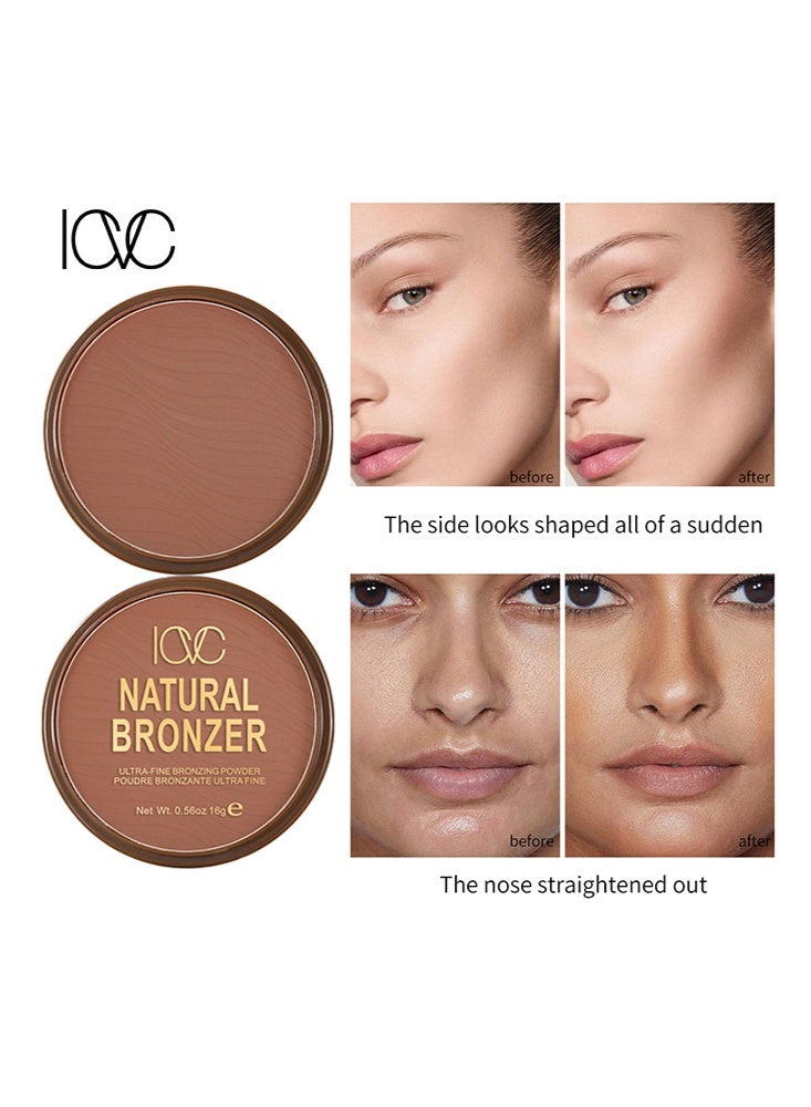 ICVC Natural Bronzer - Bronzer Powder, Matte Contour Palette for Face, Clavicle, & Body Sculpting #Sun Bronze - Image 1