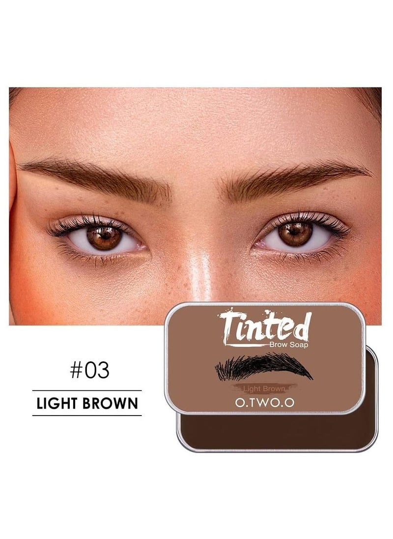 O.TWO.O Tinted Eyebrow Styling Soap with Blade and Brush 15g (Light Brown)  - Image 3