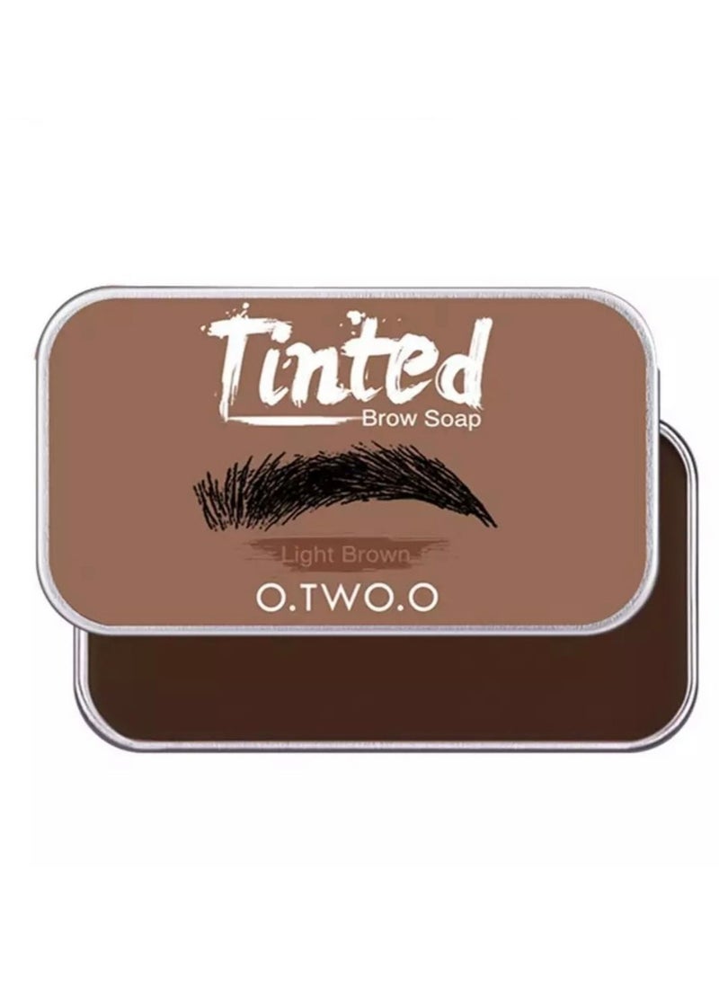 O.TWO.O Tinted Eyebrow Styling Soap with Blade and Brush 15g (Light Brown)  - Image 1