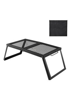 Generic Foldable Grill,Portable Bonfire Cooking Rack with Oxford Cloth Bag,Suitable for Outdoor Camping Barbecue,Night Bonfire,Outdoor Fishing (Black) .  - Image 1