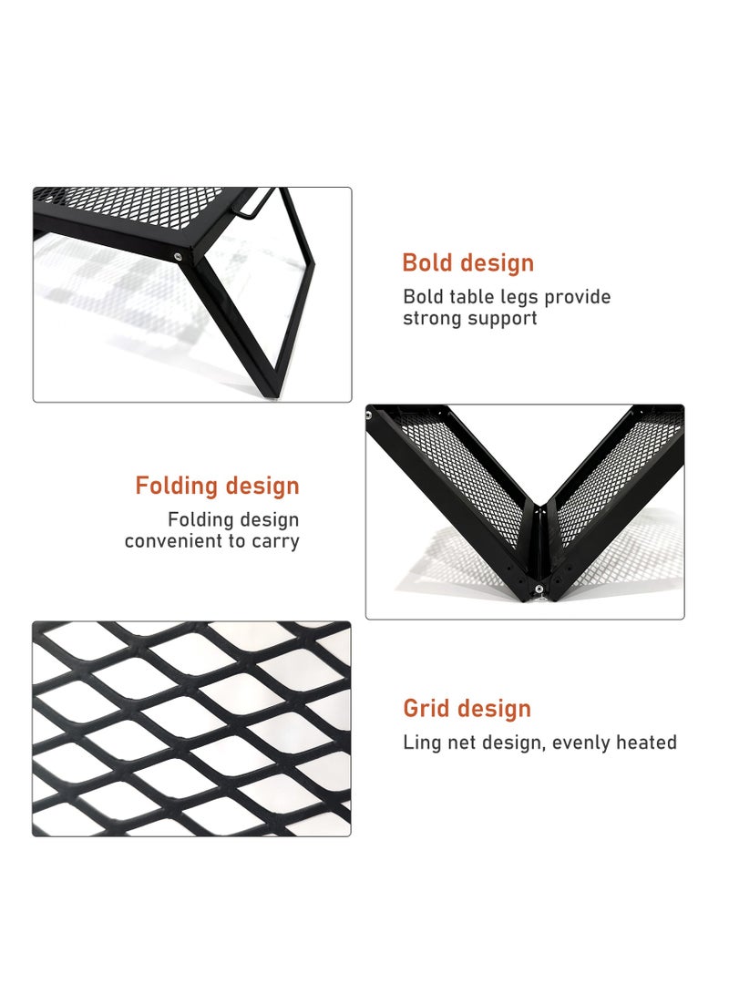 Generic Foldable Grill,Portable Bonfire Cooking Rack with Oxford Cloth Bag,Suitable for Outdoor Camping Barbecue,Night Bonfire,Outdoor Fishing (Black) .  - Image 3