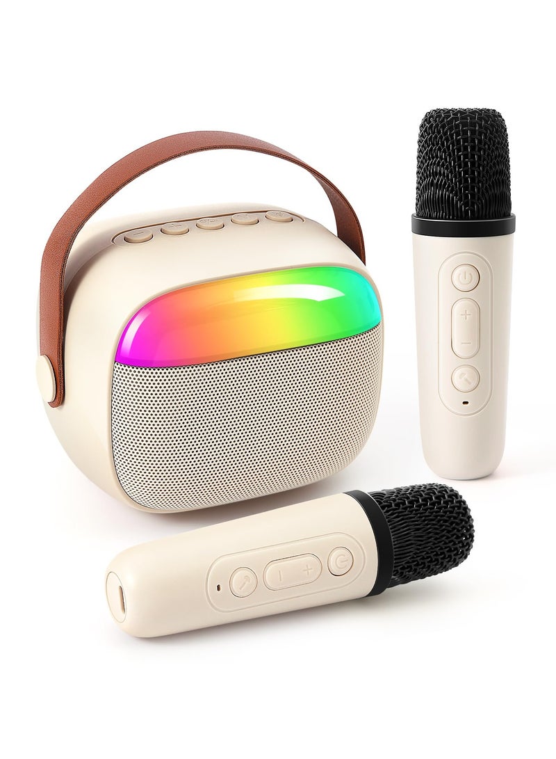 SYOSI Mini Karaoke Machine for Kids Adults, Portable Karaoke Speaker with 2 Wireless Microphones and Lights, Christmas Birthday Toys Gifts for Girls Boys Ages 4, 5, 6, 7, 8, 9, 10, 12+ Family Home Party - Image 1