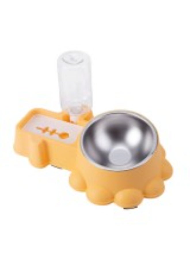 CozyPaws Cozy Paws Automatic Dual Pet Feeder & Water Dispenser (32×20.8×9.2 cm) – Yellow | 2-in-1 Cat & Small Dog Feeding Station with Stainless Steel Bowl | Hygienic Anti-Spill Smart Feeding System - Image 1