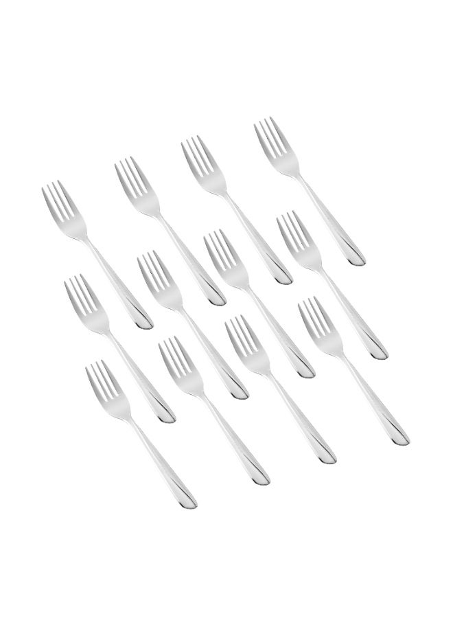 هيك طقم شوك حلى من الستانلس ستيل المقاوم للصدأ مكون من 12 قطعة فضي - Image 1