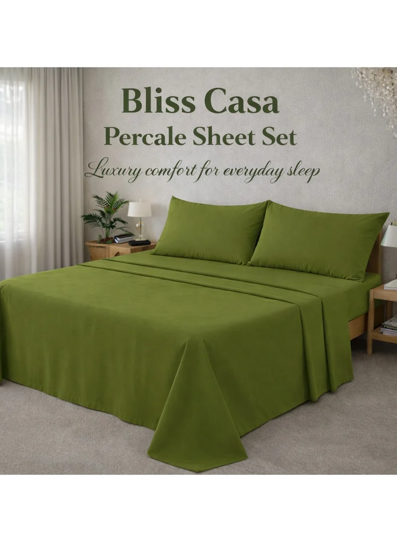 Bliss Casa Bliss Casa 100% Combed Cotton Percale Fitted Sheet – Breathable, Soft & Crisp Premium Bedding