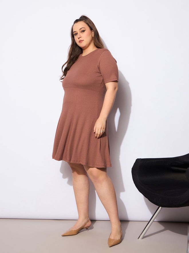 SASSAFRAS Ribbed Fit & Flare Dress  - Image 3