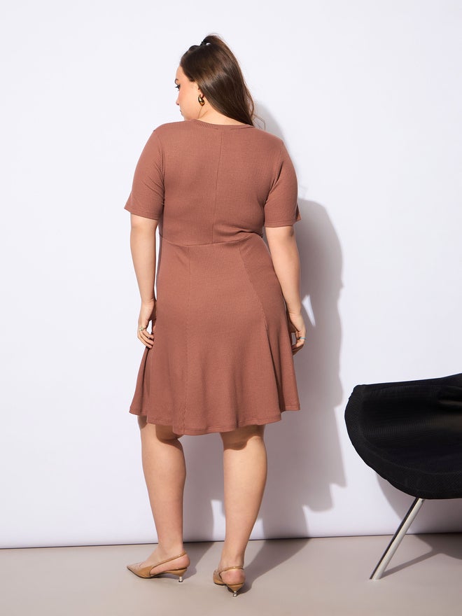 SASSAFRAS Ribbed Fit & Flare Dress  - Image 5