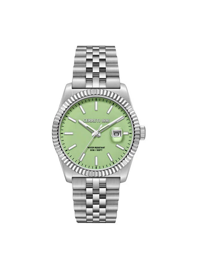 CERRUTI 1881 Chienti Dark Green Dial, Stainless Steel Bracelet, Analog Watch for Men, 40mm