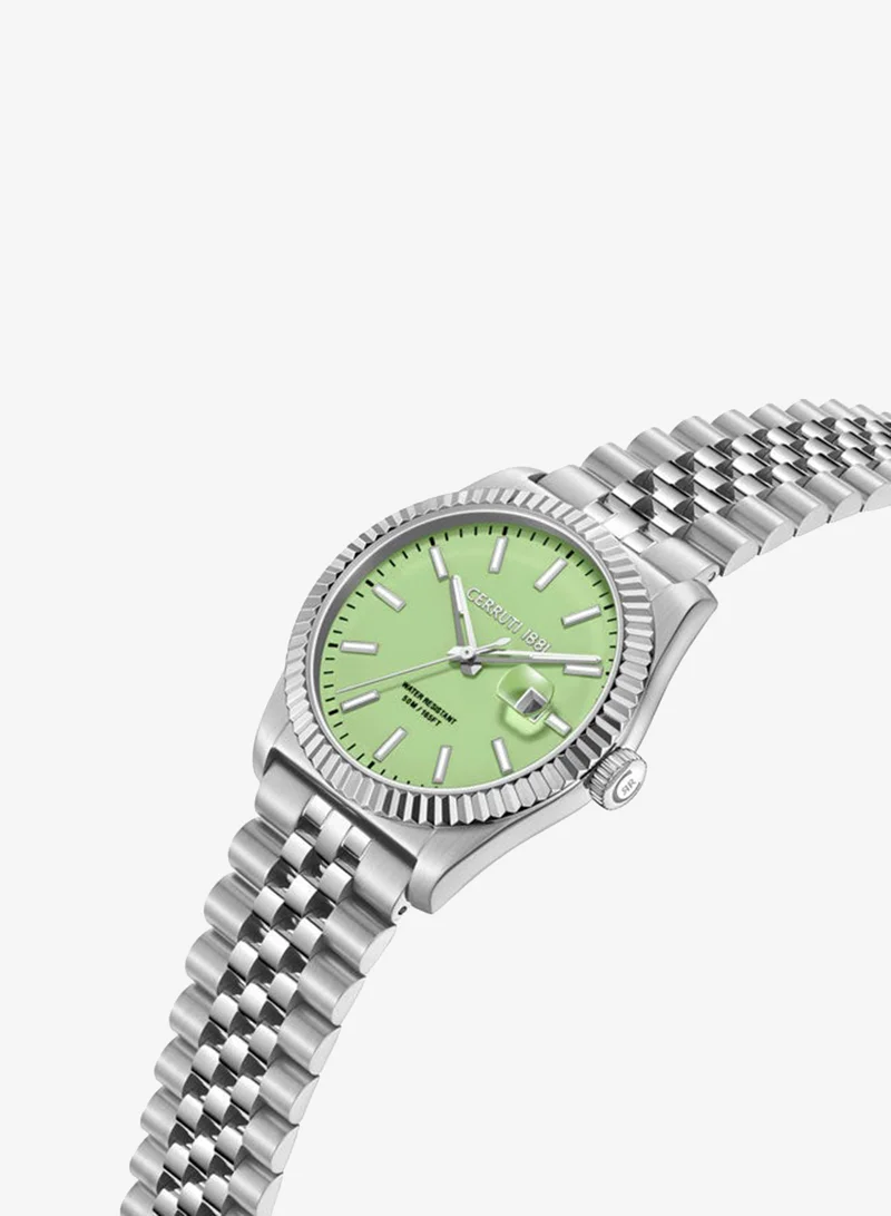 شيروتي 1881 Chienti Dark Green Dial, Stainless Steel Bracelet, Analog Watch for Men, 40mm