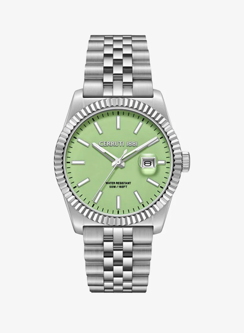 شيروتي 1881 Chienti Dark Green Dial, Stainless Steel Bracelet, Analog Watch for Men, 40mm