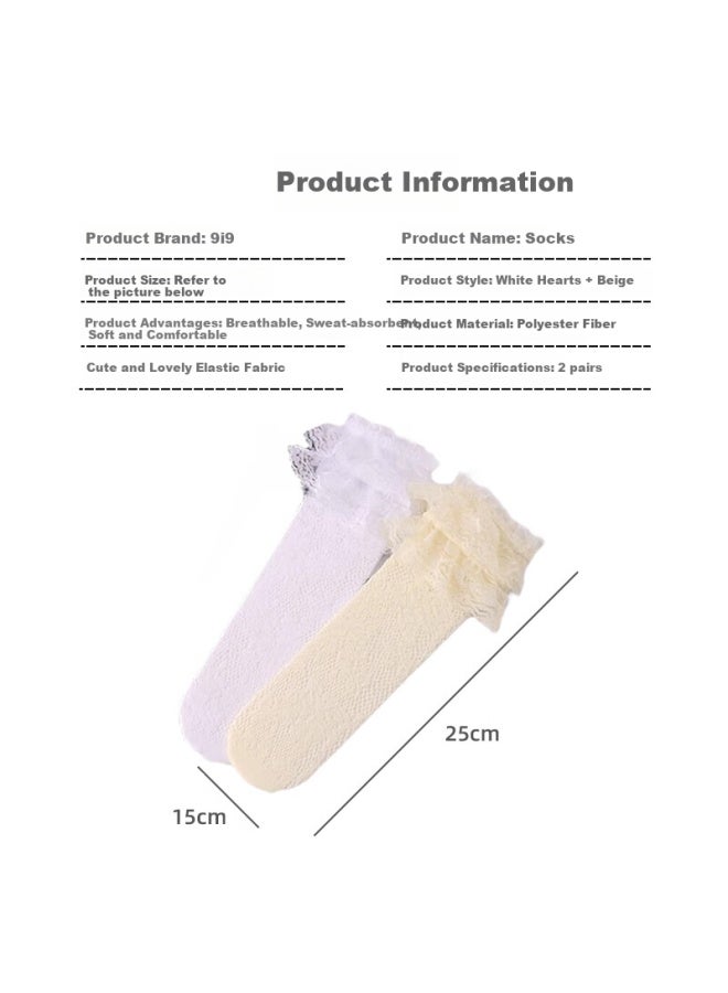 9i9 Children's Socks Summer Thin Section Girls Lace Long Tube Pile Socks Girls Lolita Princess Socks F202 Double Average Size - Image 1