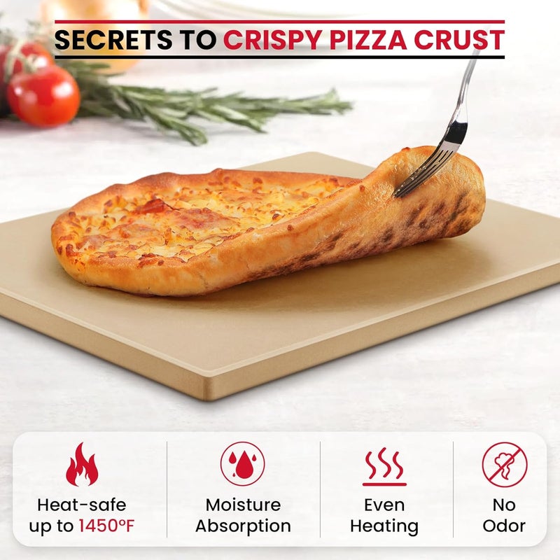 Unicook Pizza Stone, Heavy Duty Cordierite Pizza Pan for Oven and Grill, Thermal Shock Resistant Baking Stone for Bread, 15 X 12 Inch Rectangular, 6.8 lbs - Image 4