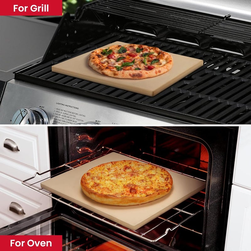Unicook Pizza Stone, Heavy Duty Cordierite Pizza Pan for Oven and Grill, Thermal Shock Resistant Baking Stone for Bread, 15 X 12 Inch Rectangular, 6.8 lbs - Image 5