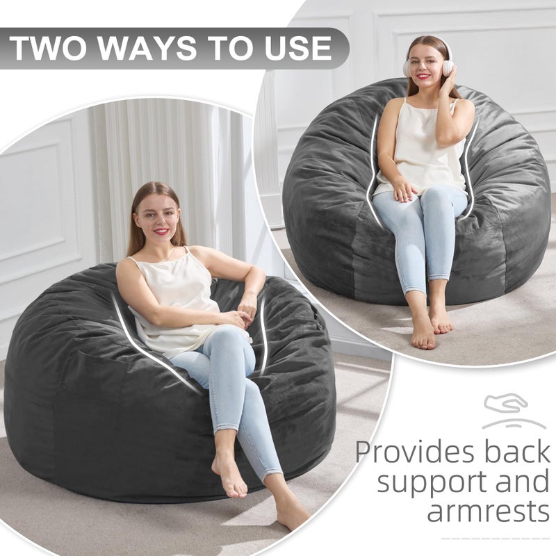 Hobestluk 3FT Bean Bag Chair Giant Bean Bag Chairs for Adults Large Bean Chairs with Removable Cover, Beanbag Chair with Filler, Adult Bean Bag Chairs for Living Room, Bedroom - Image 4