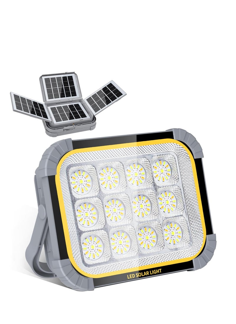 Generic 120W Solar Work Light with 4 Foldable Panels, 20000mAh Power Bank, 12000LM Rechargeable LED Flood Light with USB-C, 3 Color Modes, Dimmable Brightness, IP66 Waterproof Portable Camping Lantern for Outdoor, Emergency, Job Site Use  - Image 1
