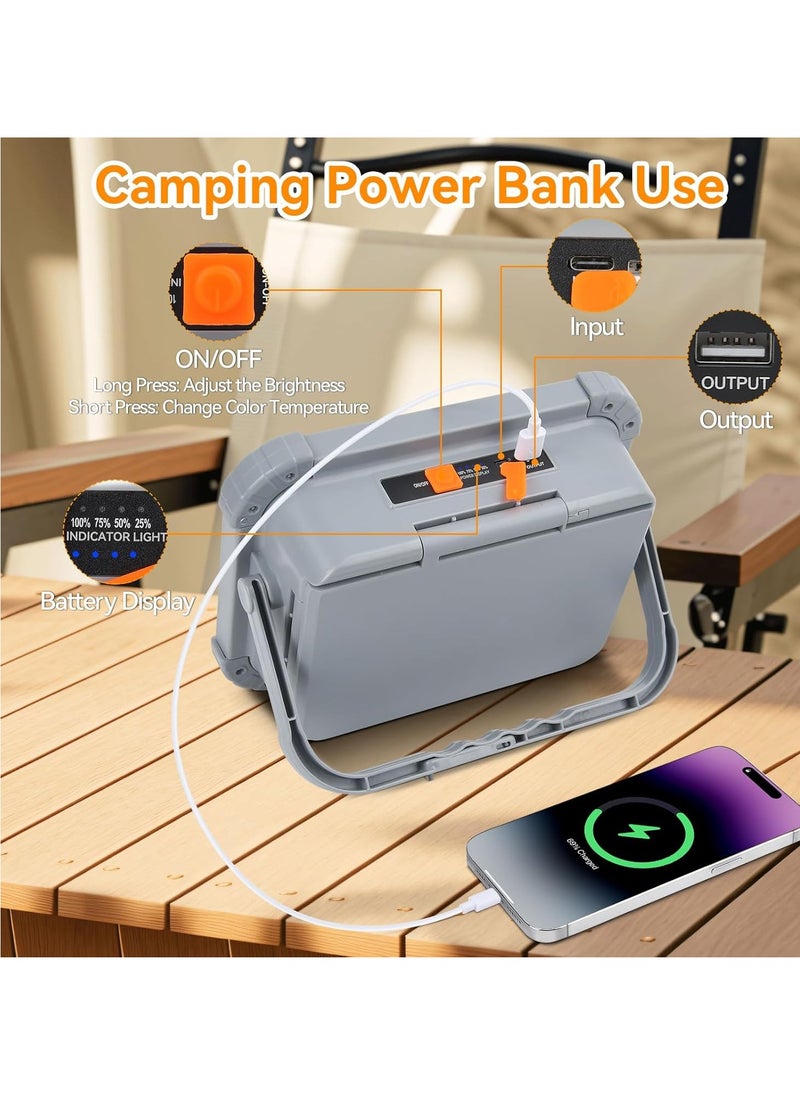 Generic 120W Solar Work Light with 4 Foldable Panels, 20000mAh Power Bank, 12000LM Rechargeable LED Flood Light with USB-C, 3 Color Modes, Dimmable Brightness, IP66 Waterproof Portable Camping Lantern for Outdoor, Emergency, Job Site Use  - Image 4