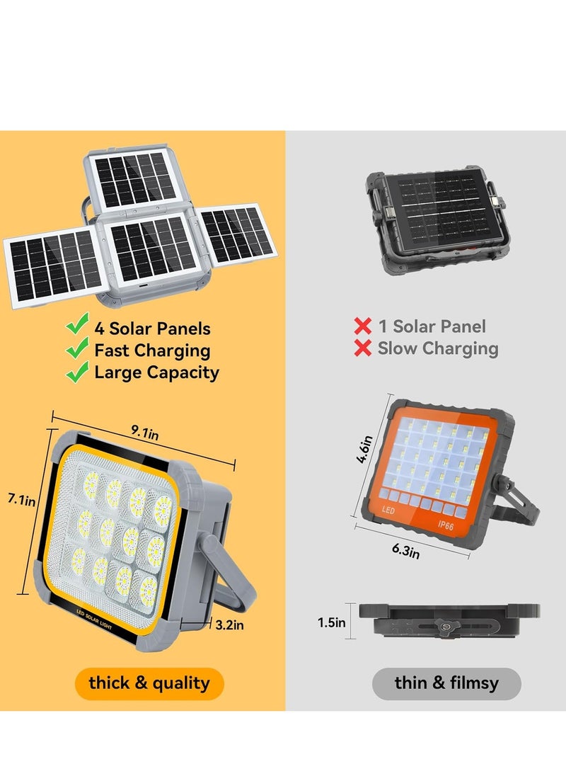 Generic 120W Solar Work Light with 4 Foldable Panels, 20000mAh Power Bank, 12000LM Rechargeable LED Flood Light with USB-C, 3 Color Modes, Dimmable Brightness, IP66 Waterproof Portable Camping Lantern for Outdoor, Emergency, Job Site Use  - Image 5