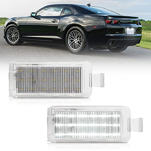 NSLUMO LED License Plate Lights Compatible w/2010-2013 Chevy Camaro Coupe Convertible, OEM Led Number Lamps Replacement Canbus Error Free 6000K 18-SMD Led Xenon White Led Rear Tag Light Kit Assembly - Image 1