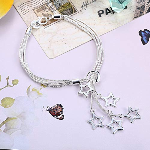 YouBella Jewellery Silver Plated Stylish Latest Crystal Bracelet Bangle Jewellery For Girls and Women (Stars) - Image 5