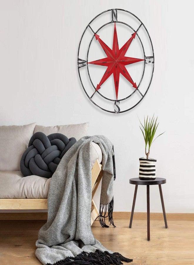 aboxoo Round Metal Compass Decorative Compass Metal Wall Art Hanging Wall Sculpture 11 Inch Diameter Farmhouse Decor Indoor or Outdoor Sign - Image 3