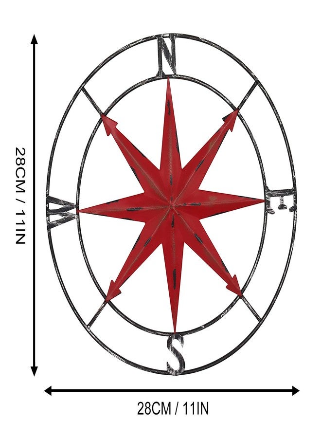 aboxoo Round Metal Compass Decorative Compass Metal Wall Art Hanging Wall Sculpture 11 Inch Diameter Farmhouse Decor Indoor or Outdoor Sign - Image 4