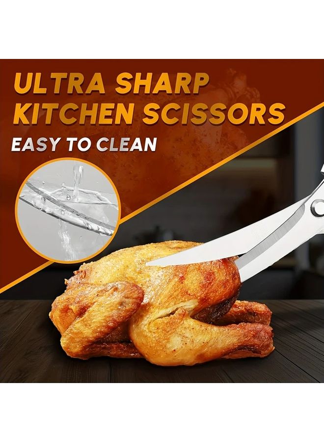 Black Kitchen Scissors Heavy Duty Stainless Steel Sharp Poultry Shears For Chicken Bones Dishwasher Safe - Image 2