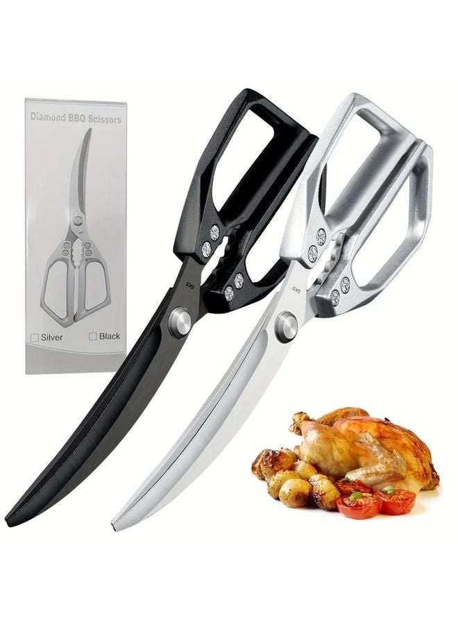 Black Kitchen Scissors Heavy Duty Stainless Steel Sharp Poultry Shears For Chicken Bones Dishwasher Safe - Image 1
