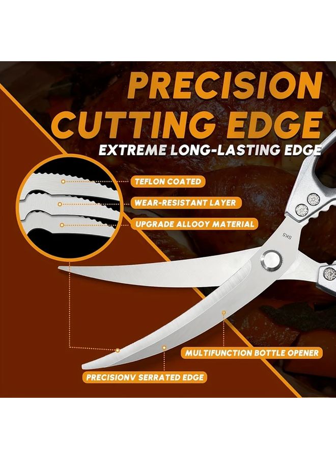 Black Kitchen Scissors Heavy Duty Stainless Steel Sharp Poultry Shears For Chicken Bones Dishwasher Safe - Image 4