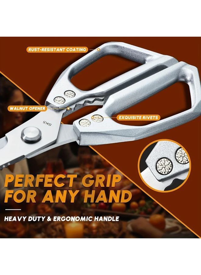 Black Kitchen Scissors Heavy Duty Stainless Steel Sharp Poultry Shears For Chicken Bones Dishwasher Safe - Image 5