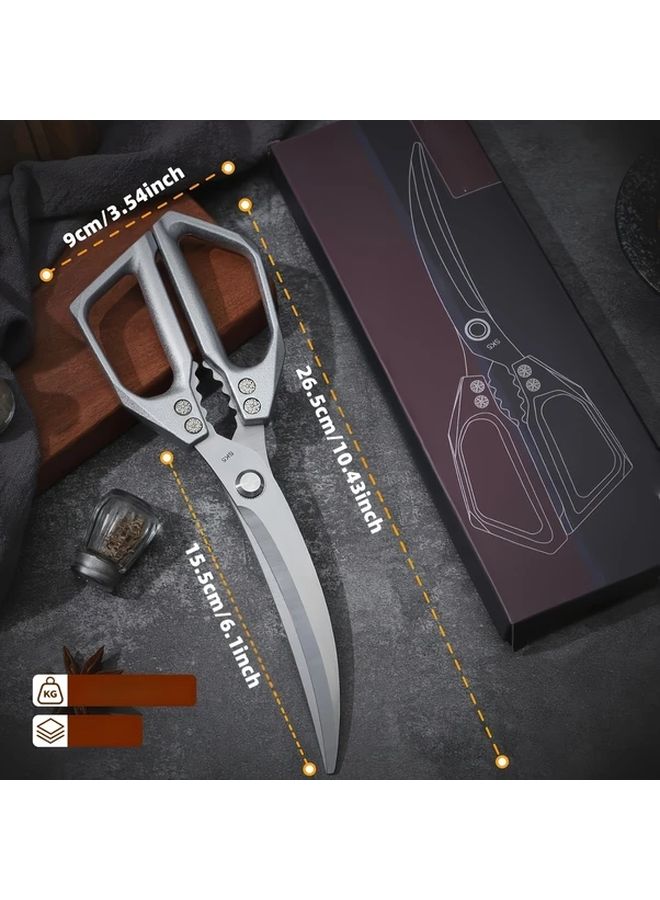 Black Kitchen Scissors Heavy Duty Stainless Steel Sharp Poultry Shears For Chicken Bones Dishwasher Safe - Image 3