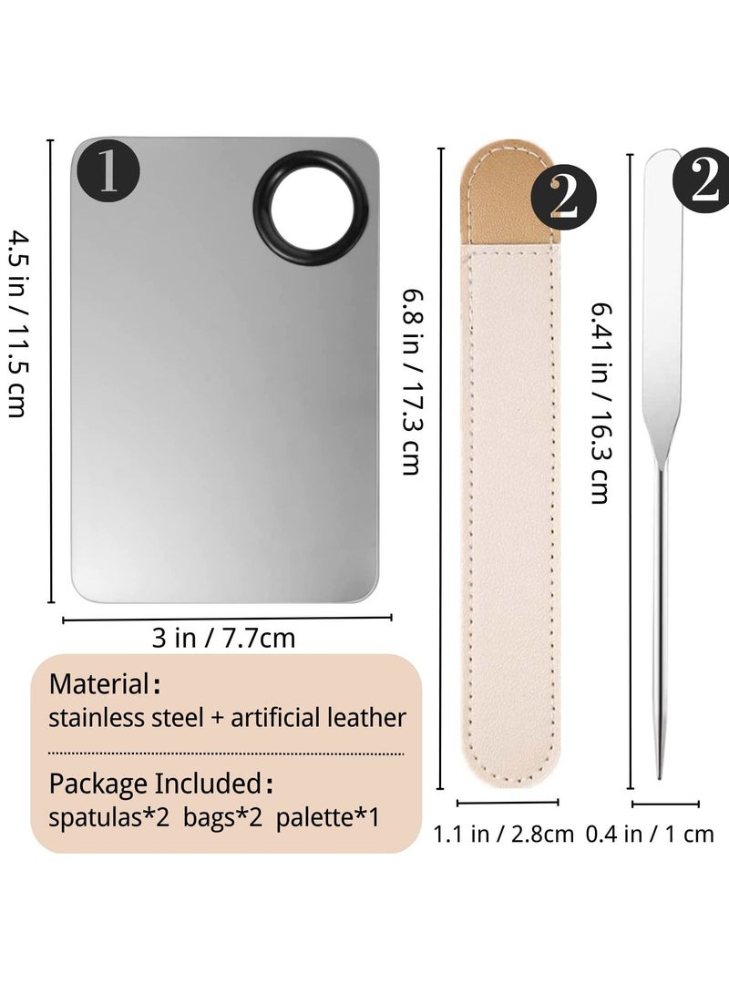 Bluejw 5pcs Makeup Spatula Korean Set, Stainless Steel Make Up Palettes and Spatula, Mixing Cosmetic Tool for Foundation Eye Shadow Eyelash Nail Art - Image 4