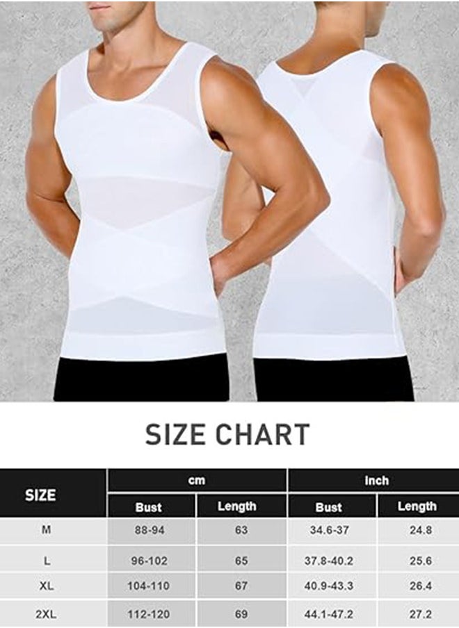 Generic - Men's Body Shaping Compression Mesh Vest Underwear Body Shaping Clothes High Elastic Mesh Thin Bra Shaper Chest And Abdomen Top White XL Size - Image 1
