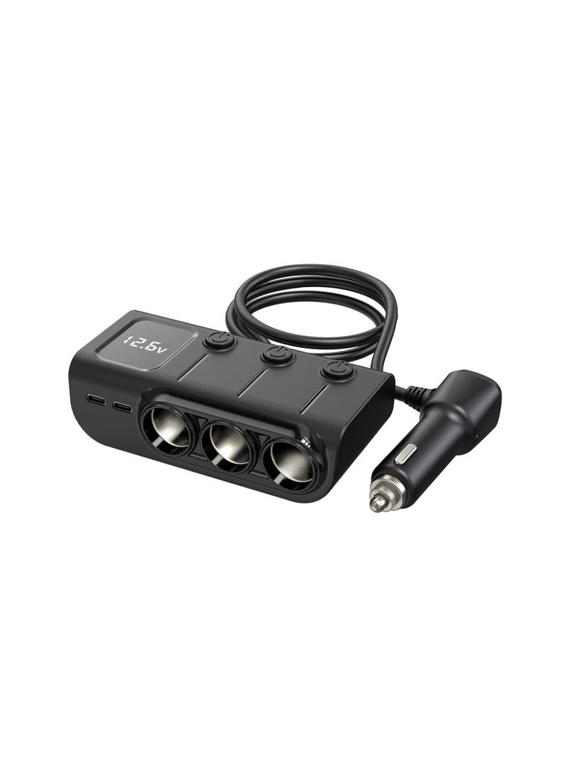 Car mounted one to three USB independent switch PD intelligent fast charging 120W converter charger - Image 1
