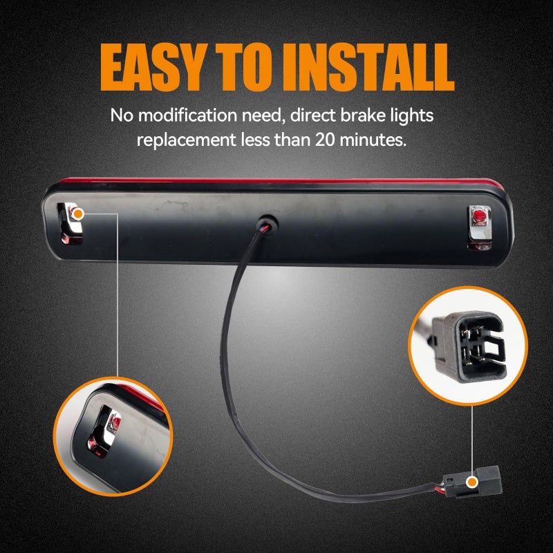 Cxdar ضوء الفرامل الثالث الثالث LED لـ 1988-1999 Chevy/GMC C1500 C2500 K1500 K2500 Silverado Blazer ارتفاع جبل أضواء الفرامل الخلفية الجمعية مركز الكابينة وقف البضائع الخفيفة (الأحمر) - Image 4