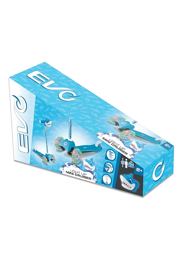 إيفو سكوتر كروزر صغير مضيء برأس شخصية شارك، أزرق/أبيض - Image 1