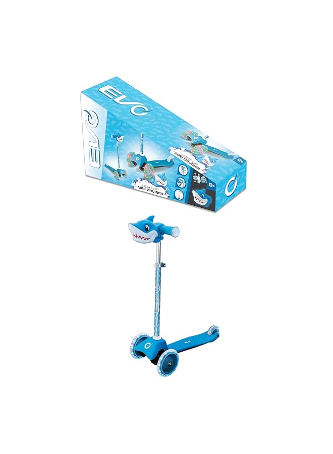 إيفو سكوتر كروزر صغير مضيء برأس شخصية شارك، أزرق/أبيض - Image 2