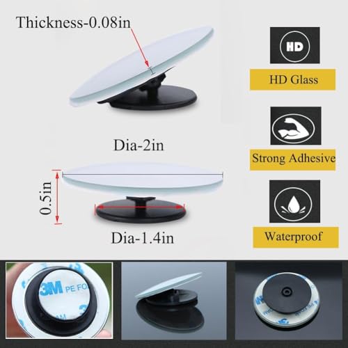 Nirency Adjustable Blind Spot Mirror for Car, Rear View Mirror for Car, Rear View Wide Angle Mirror for car (Pack of 2) - Image 5