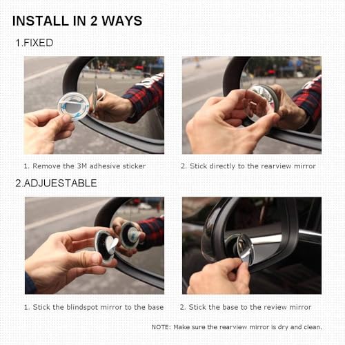Nirency Adjustable Blind Spot Mirror for Car, Rear View Mirror for Car, Rear View Wide Angle Mirror for car (Pack of 2) - Image 2