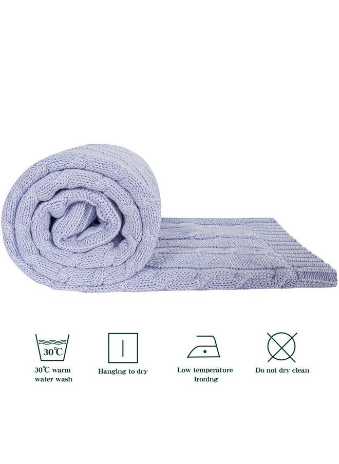 NTBAY - 100% Pure Cotton Cable Knit Toddler Blanket Super Soft Warm Breathable 30X40 Baby Blanket For Crib Stroller Nursery Travel Newborn 30X40 Inches Light Purple - Image 1