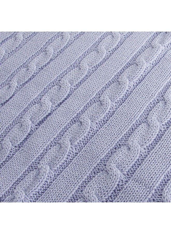 NTBAY - 100% Pure Cotton Cable Knit Toddler Blanket Super Soft Warm Breathable 30X40 Baby Blanket For Crib Stroller Nursery Travel Newborn 30X40 Inches Light Purple - Image 1