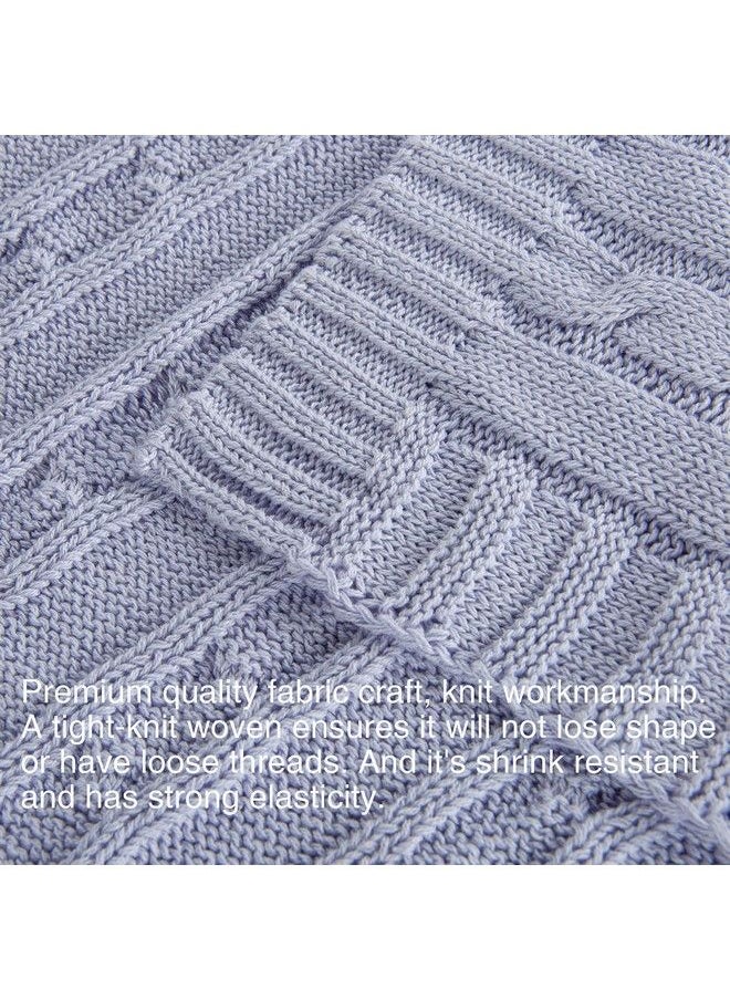NTBAY - 100% Pure Cotton Cable Knit Toddler Blanket Super Soft Warm Breathable 30X40 Baby Blanket For Crib Stroller Nursery Travel Newborn 30X40 Inches Light Purple - Image 1