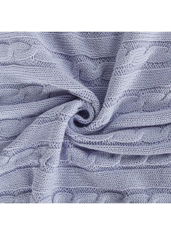 NTBAY - 100% Pure Cotton Cable Knit Toddler Blanket Super Soft Warm Breathable 30X40 Baby Blanket For Crib Stroller Nursery Travel Newborn 30X40 Inches Light Purple - Image 1
