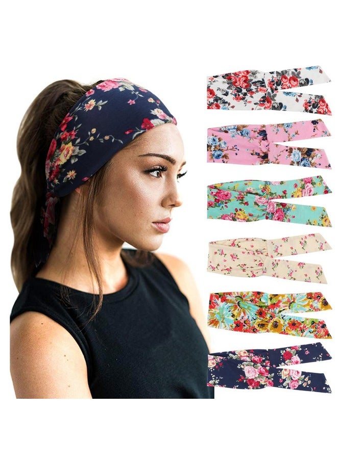 DRESHOW DRESHOW 6 PCS Adjustable Headbands for Women Knotted Headbands Elastic Non-Slip Fashion Hair Bands for Workout Sports Running Yoga  - Image 1