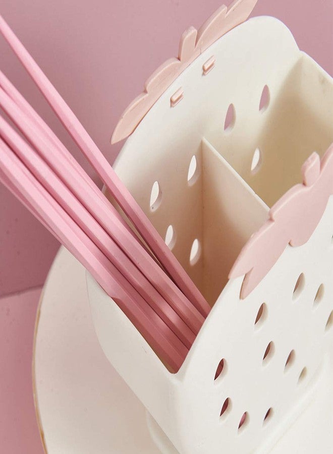 AKOAK 1 Pack Strawberry Chopsticks Stand, Cutlery Storage Box, Suitable for Storing Spoons, Chopsticks, Spoons, Knives and Other Kitchen Utensils (Creamy White) - Image 2