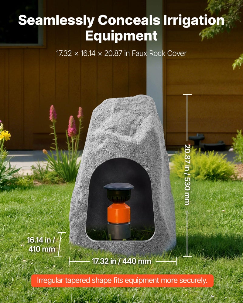 VEVOR Faux Rock Cover, Outdoor Fake Landscape Rock Well Pump Cover, Realistic Appearance & Seamless Design, Lightweight & Weather-Resistant Artificial Boulder for Garden Yard DÃ©cor, Grey, Medium Size - Image 4
