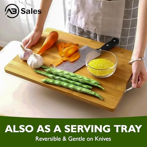 AB SALES Cutting Board for Kitchen with an Aluminium Handle - Heavy Duty Stain Resistant Non Slip Chopping Board - Durable Smooth, 32X22X1.8 cm - Image 3