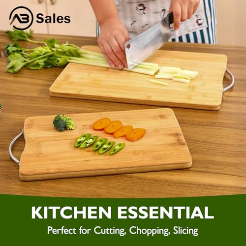 AB SALES Cutting Board for Kitchen with an Aluminium Handle - Heavy Duty Stain Resistant Non Slip Chopping Board - Durable Smooth, 32X22X1.8 cm - Image 4
