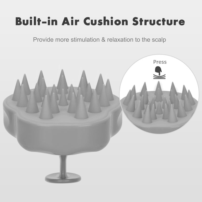 FREATECH Hair Scalp Massager Shampoo Brush with Soft Silicone Bristles for Scalp Care and Hair Growth, Shower Head Scalp Scrubber Exfoliator for Dandruff, Wet & Dry for Men, Women and Kids, Grey - Image 4