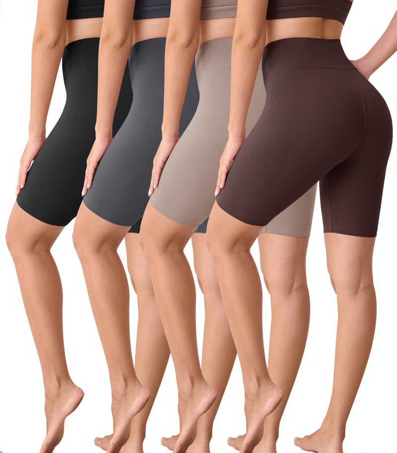 VALANDY Creamlush 4 Pack Biker Shorts Women-8" High Waisted Stretchy Soft Yoga Lounge Shorts - Image 1